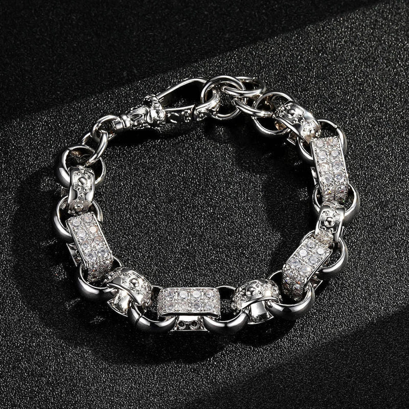 SILVER XXL GYPSY LINK BELCHER BRACELET WITH A ALBERT CLASP