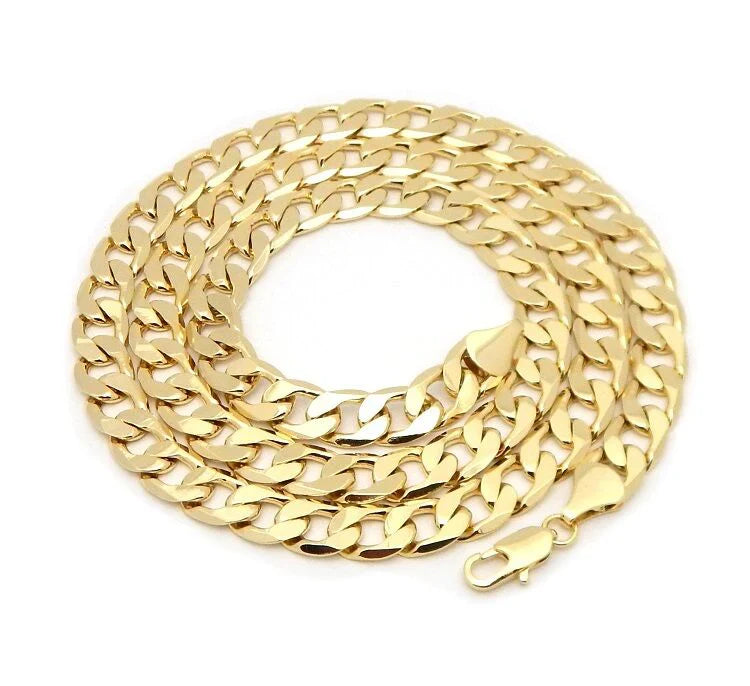 KIDS 9MM GOLD CUBAN CURB CHAIN NECKLACE CLASSIC