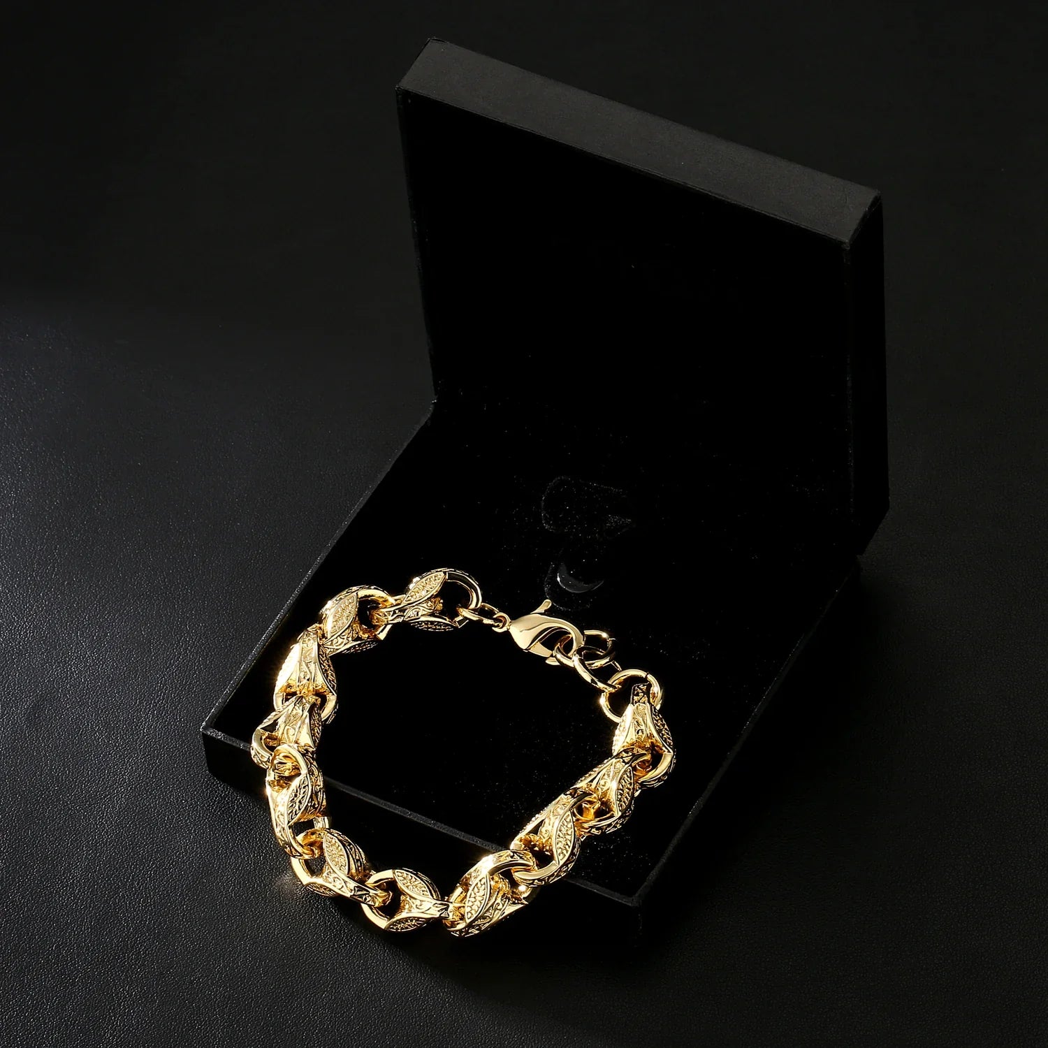 GOLD XL 12MM 3D TULIP BRACELET