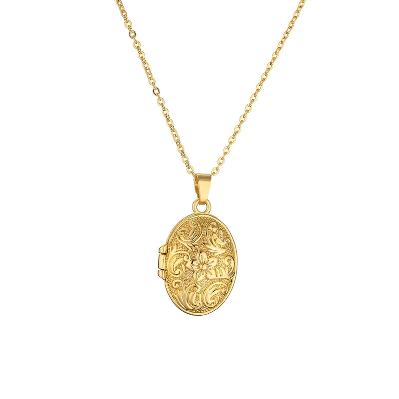 UPGRADED EXTRA LARGE GOLD OVAL LOCKET PENDANT NECKLACE
