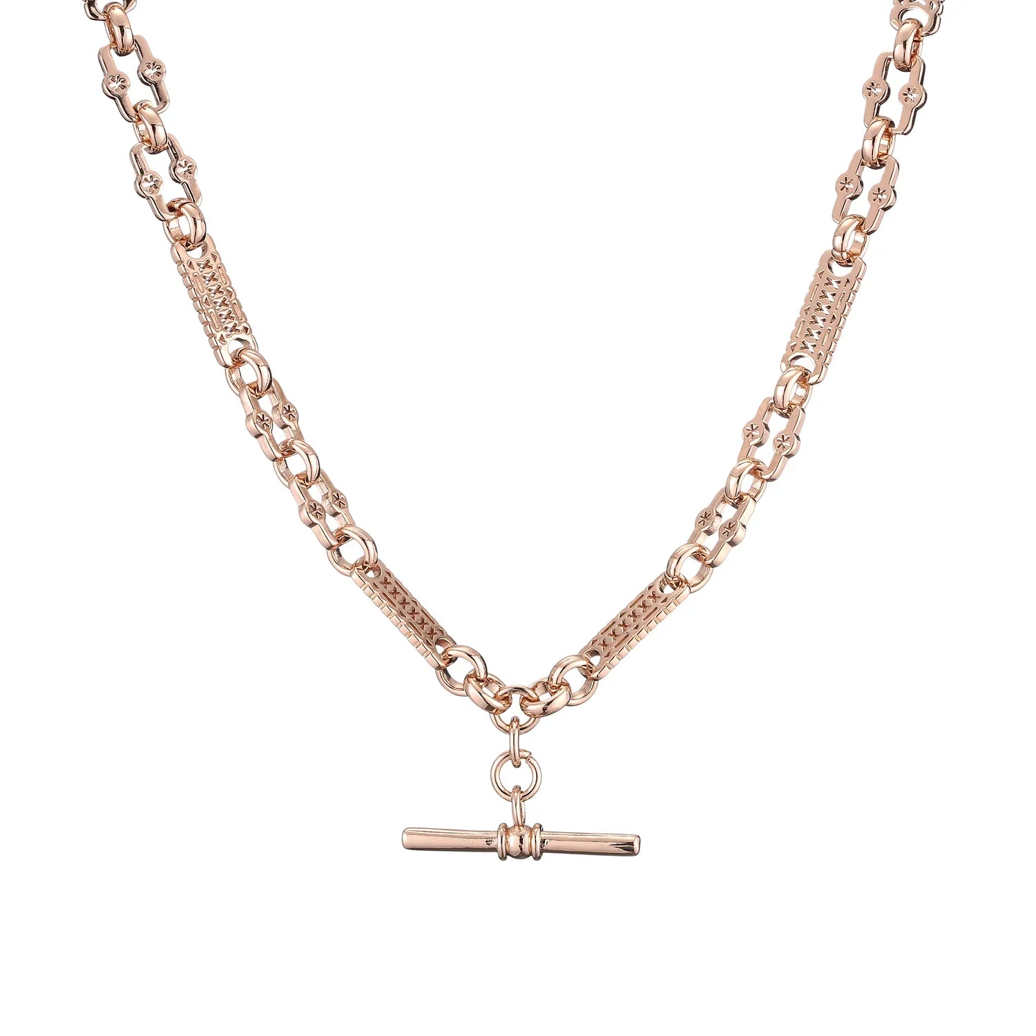 ROSE GOLD STARS AND BARS NECKLACE WITH T-BAR