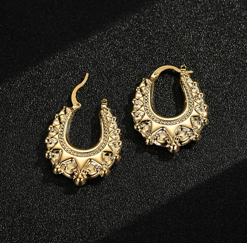 GOLD 30MM OVAL GYPSY CREOLE EARRINGS