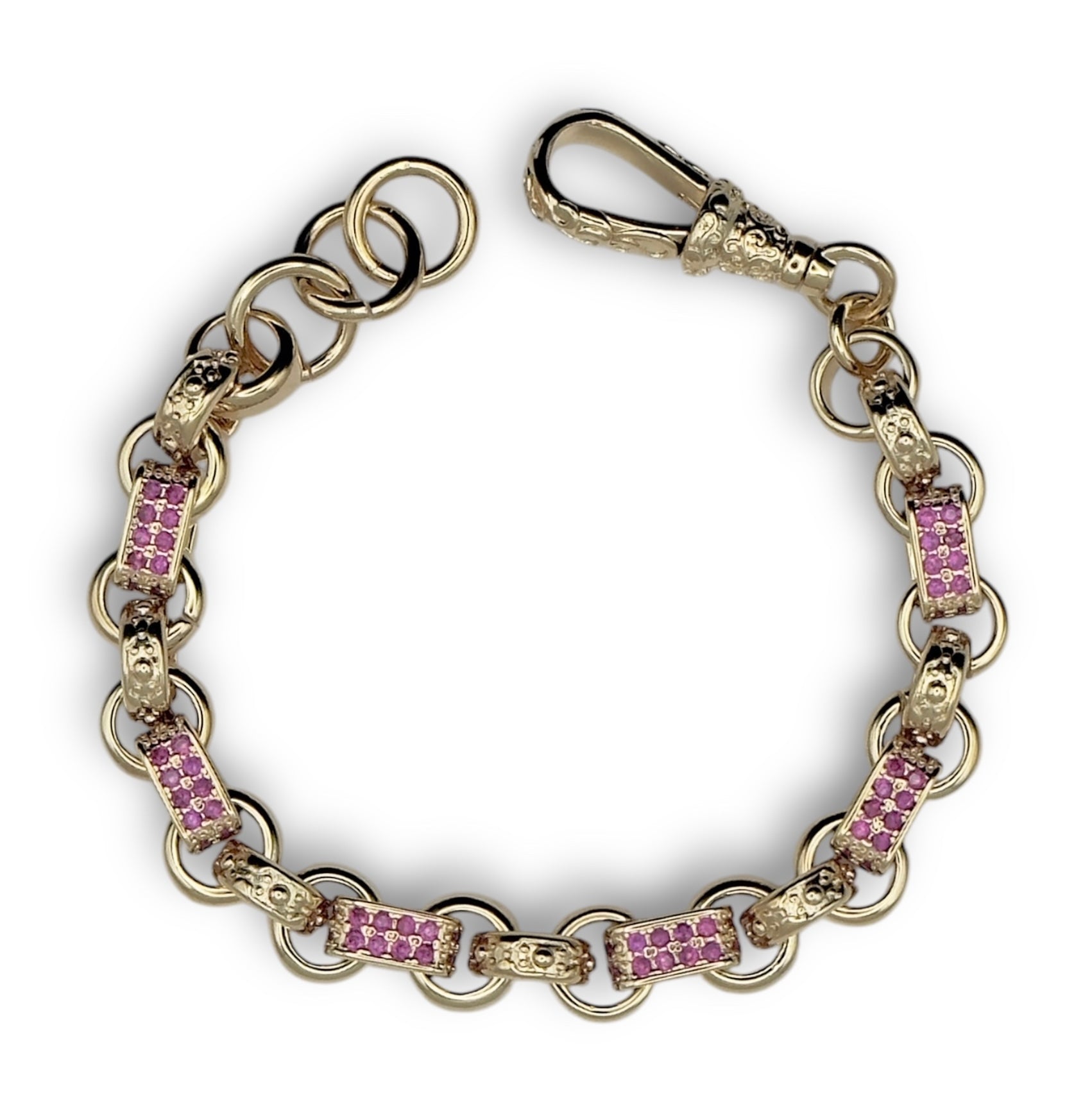 Children’s Gypsy link belcher bracelet with Pink stones