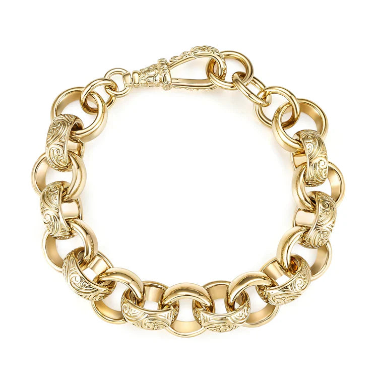 18mm Gold Pattern Belcher Bracelet - Albert Clasp