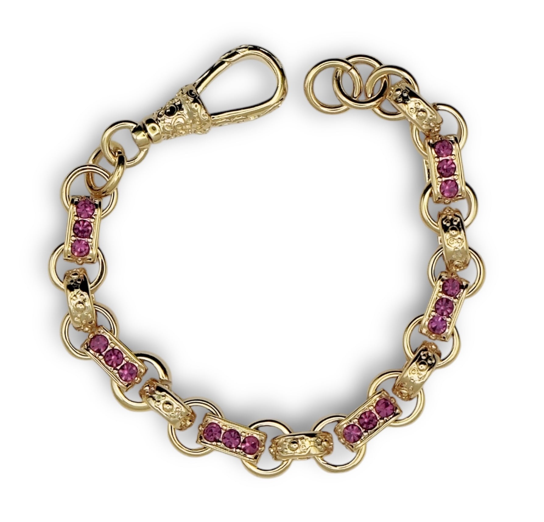 Children’s Gypsy link Belcher bracelet with Red stones