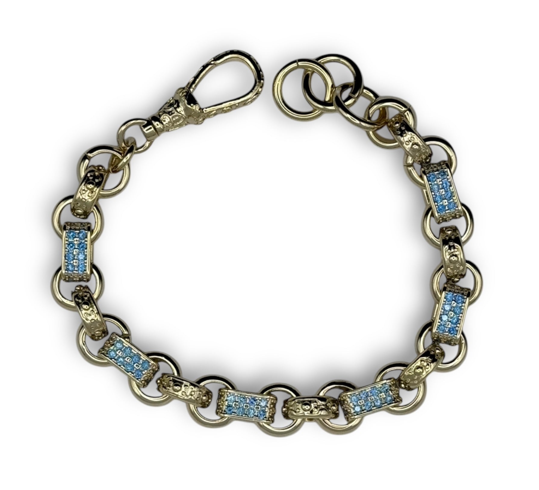 Children’s Gypsy link Belcher bracelets with Blue stones