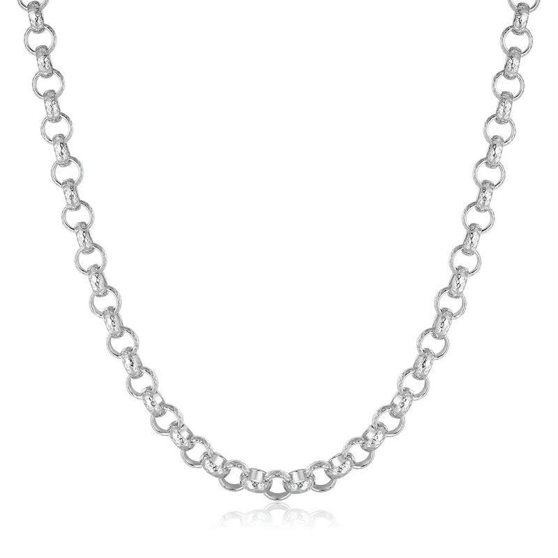 8MM SILVER DIAMOND CUT PATTERN BELCHER CHAIN