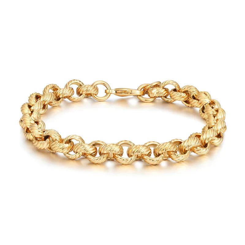8MM GOLD LINED PATTERN BELCHER BRACELET