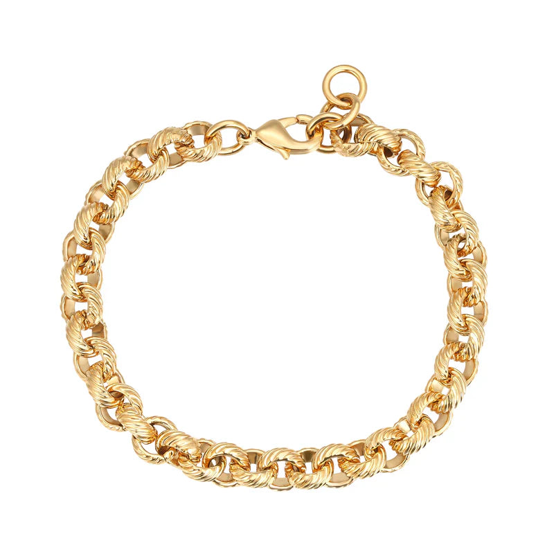 8MM GOLD LINED PATTERN BELCHER BRACELET