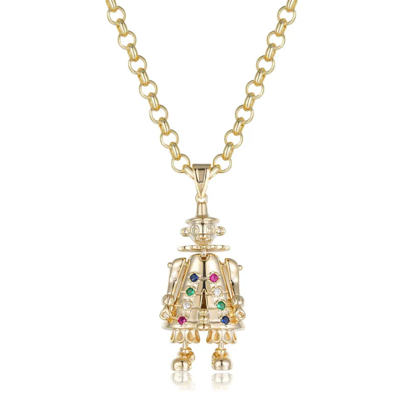 GOLD LARGE CLOWN PENDANT WITH BELCHER CHAIN