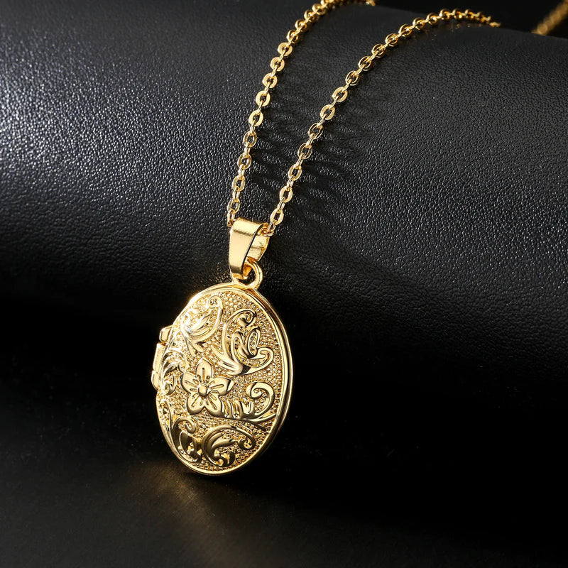 UPGRADED EXTRA LARGE GOLD OVAL LOCKET PENDANT NECKLACE