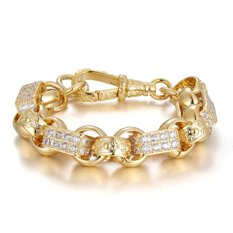 LUXURY GOLD XXL GYPSY LINK BELCHER BRACELET WITH ALBERT CLASP