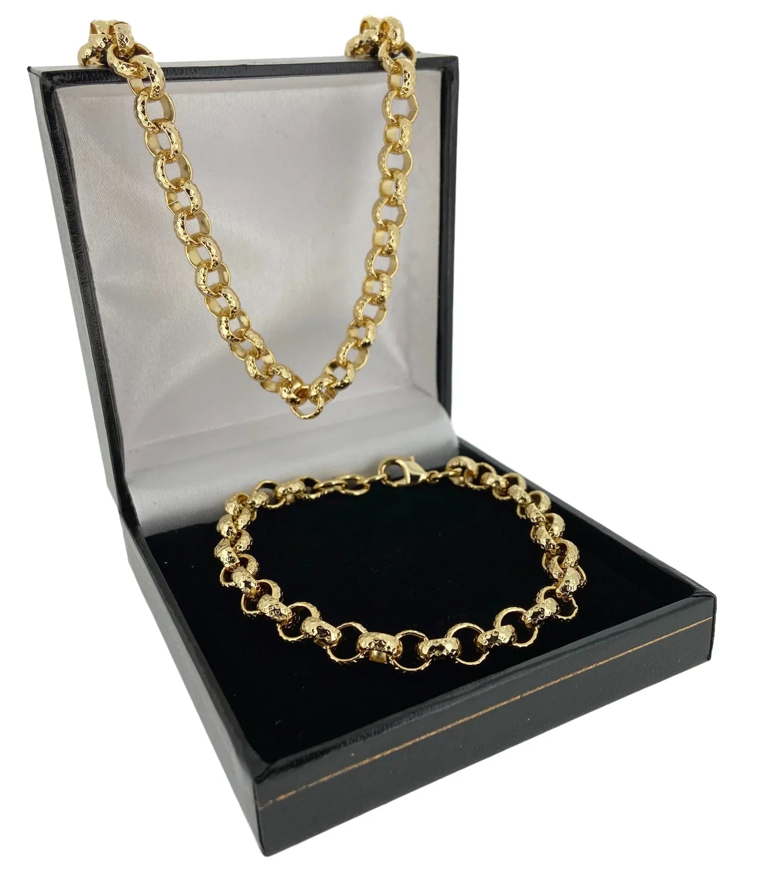 KIDS 8MM GOLD DIAMOND CUT PATTERNED BELCHER SET