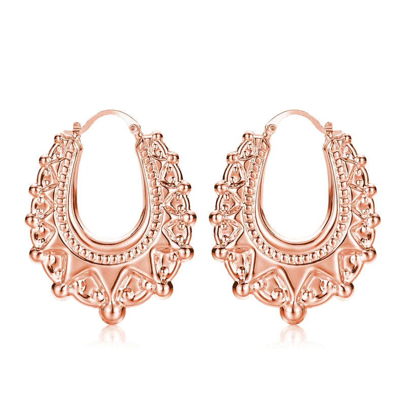 ROSE GOLD 48MM OVAL GYPSY CREOLE EARRINGS