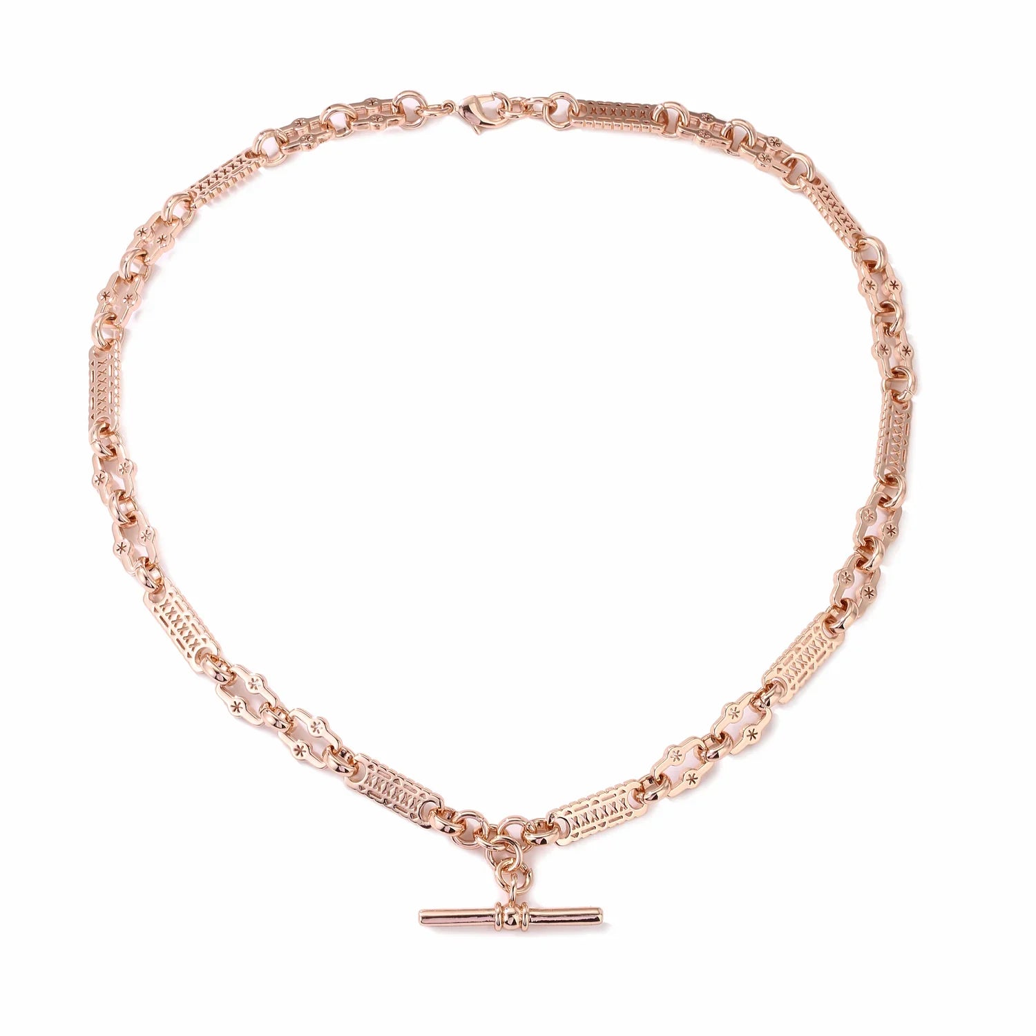 ROSE GOLD STARS AND BARS NECKLACE WITH T-BAR