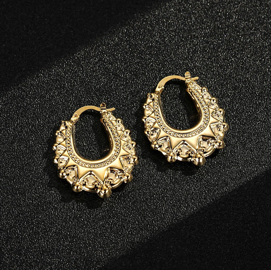 GOLD 30MM OVAL GYPSY CREOLE EARRINGS
