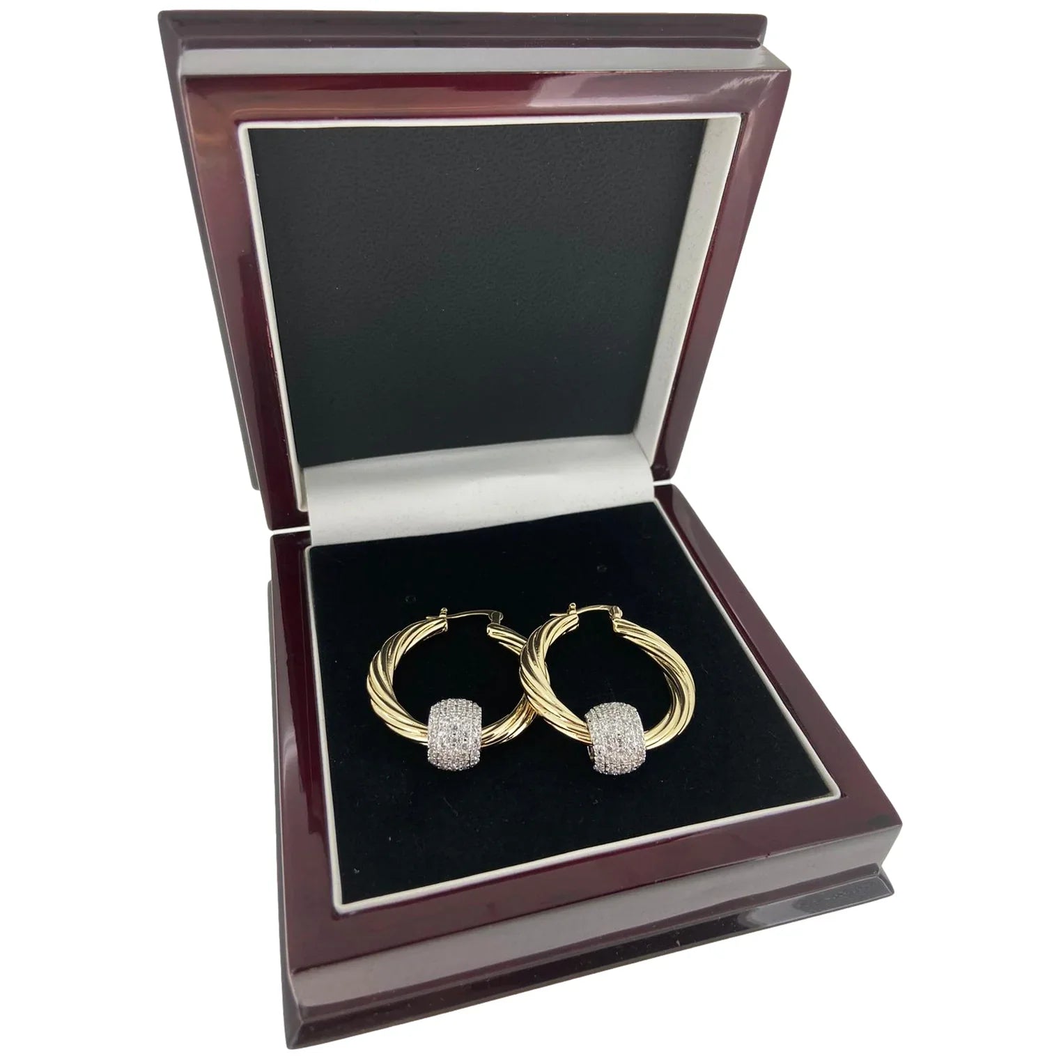 GOLD LARGE HOOP EARRINGS WITH DISCO BALL